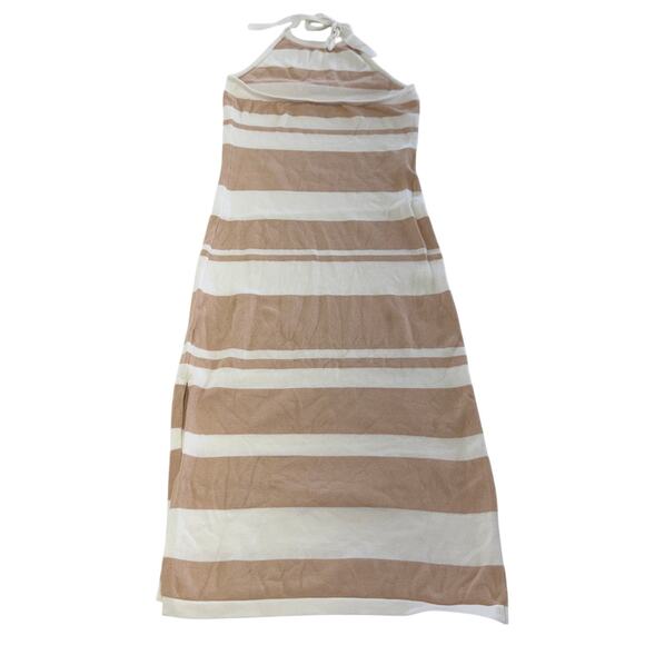 Petal + Pup Dress Womens X Small Tan White Striped Knit Angelina Halter Midi - Picture 4 of 8